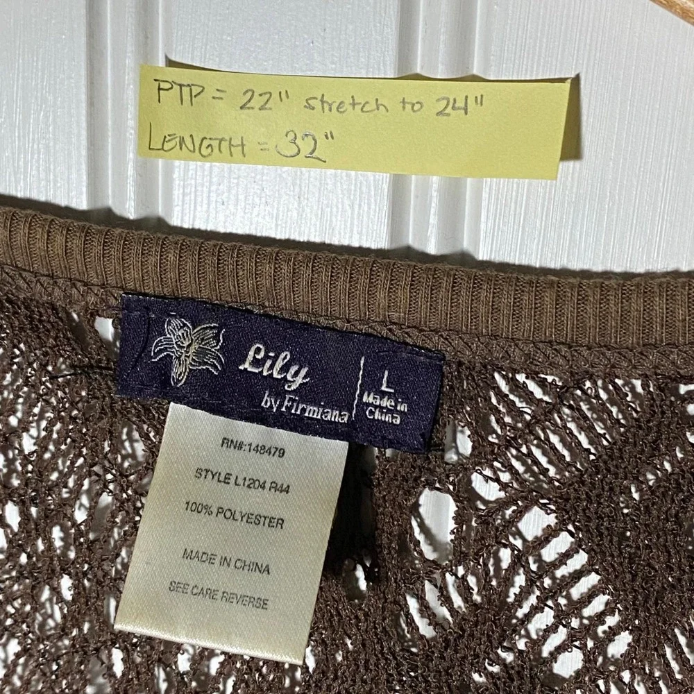 Lily by Firmiana Whimsigoth Brown Crochet Knit Vest Boho Longline Goblincore - L
